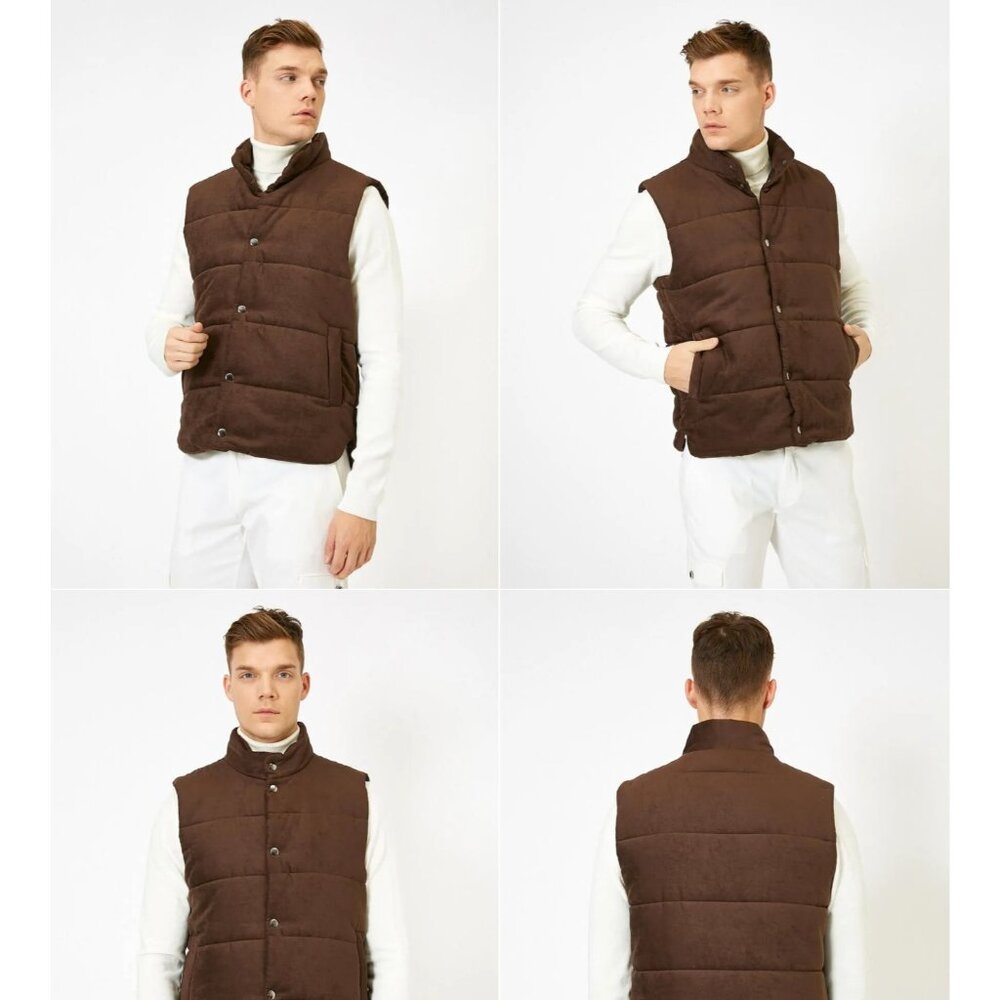 Current NET‎ K128 Quilted Padded Brown Vest Puffer Men's M 4-6690 NWOT